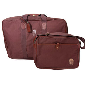 Vintage Polo Ralph Lauren Travel Set Overnight Bag & Suitcase Burgundy Canvas
